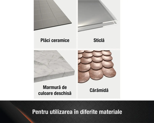Diverse materiale: plăci ceramice, sticlă, marmură și cărămidă