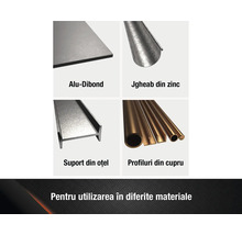 Placă din aluminiu compozit, jgheab din zinc, suport din oțel, profile din cupru