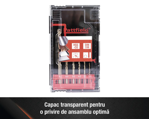 Set de burghie în cutie transparentă