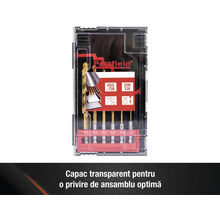 Set burghie metal Pattfield HSS-TiN cu diferite dimensiuni în cutie transparentă