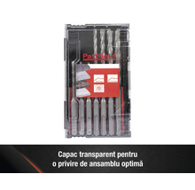 Set de burghie Pattfield cu prindere SDS Plus în ambalaj transparent.