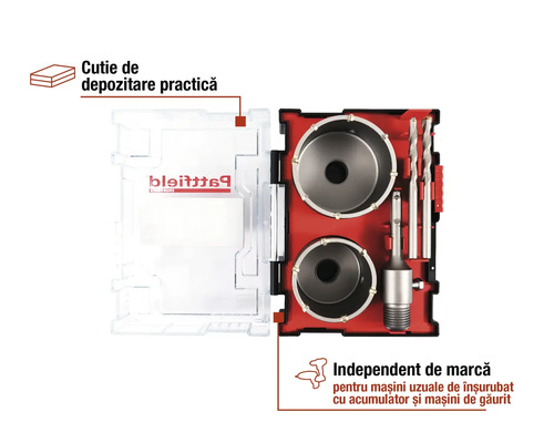 Set carote pentru zidărie Pattfield 68-83mm, 6 piese | HORNBACH