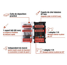 Set de burghie și biți cu suport magnetic pentru biți, chei tubulare și adaptoare