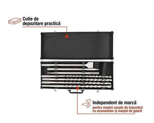 Set de burghie cu cutie de depozitare