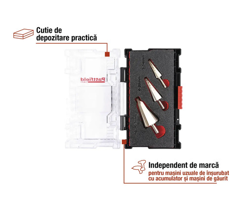 Set burghie conice cu cutie de depozitare