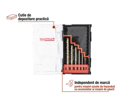 Set de burghie în cutie de depozitare