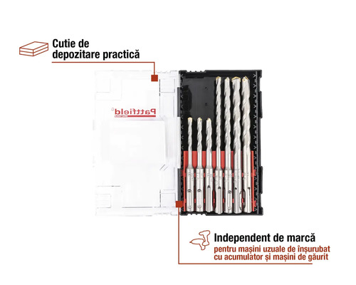 Set burghie pentru mașini de găurit în cutie de depozitare