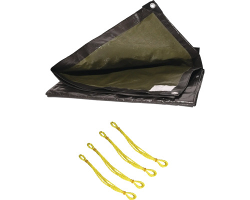 Prelată cu ochiuri și frânghii de fixare