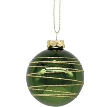 Glob de Crăciun verde cu dungi aurii și agățătoare