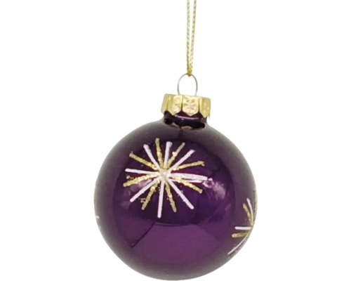 Glob de Crăciun mov cu model de stea pentru agățat