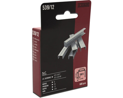 Capse J.C. Schwarz tip 539/12, 600 bucăți, detalii despre dimensiune și compatibilitate pe ambalaj