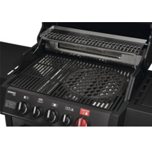 Imagine detaliată a unui grătar pe gaz Monroe Pro cu grătar și suport pentru menținerea caldă