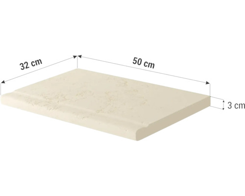 Piatră de margine pentru piscină cu dimensiunile 50 cm x 32 cm x 3 cm