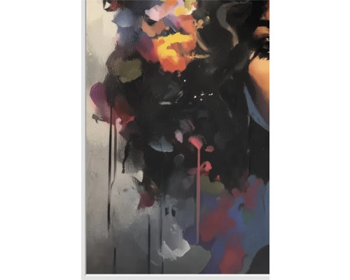 Pictură cu forme abstracte și tonuri întunecate
