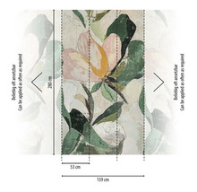 Tapet fotogravură cu model floral și indicații de dimensiuni
