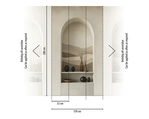Vizualizare detaliată a unei borduri cu dimensiunile de 159 pe 280 de centimetri