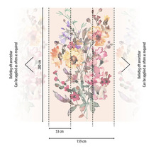 Fototapet cu model floral și indicații de dimensiuni