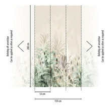 Tapetă foto cu model vegetal și indicații de dimensiuni