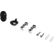 Accesorii pentru montaj corpuri de iluminat cu presetupe pentru cabluri, cleme de fixare, șuruburi și dibluri