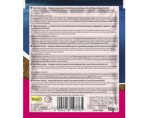 Tetra Rubin Granules - hranule complete, echilibrate biologic, care susțin sănătatea și coloritul peștișorilor ornamentali
