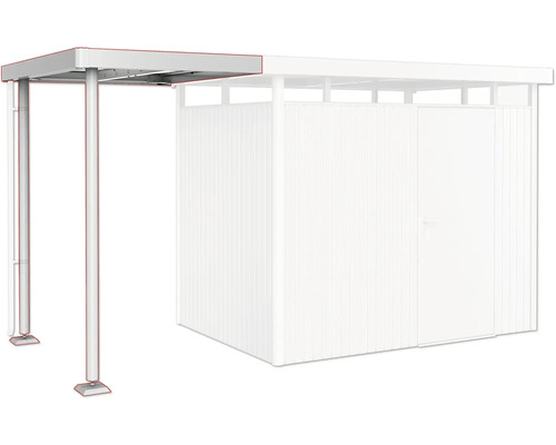 Copertină auto din oțel cu stâlpi de susținere și dulap încorporat