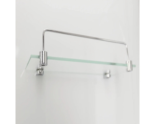 Raft din sticlă cu suport metalic pentru montare pe perete
