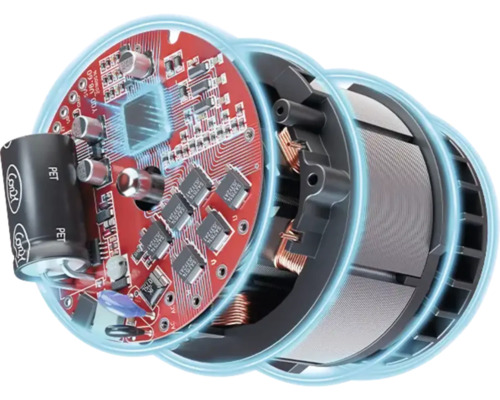 Prim-plan al unui dispozitiv electronic cu placă de circuit