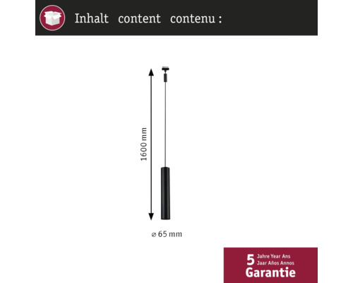 Dimensiunile unei lămpi suspendate: 1600 milimetri lungime, 65 milimetri diametru și cinci ani garanție