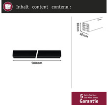 Conținut: șină de ghidare cu dimensiunile de 500 mm lungime și 18 mm înălțime și lățime, inclusiv garanție de 5 ani
