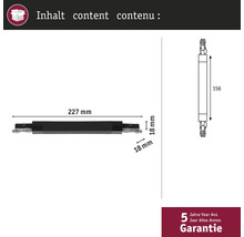 Desen tehnic al unui conector de dulap cu dimensiuni și garanție de 5 ani