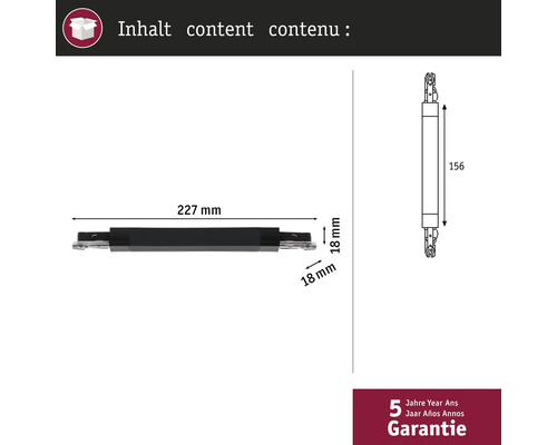 Desen tehnic al unui conector de dulap cu dimensiuni și garanție de 5 ani