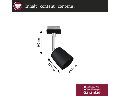 Dimensiunile unei lămpi negre pe șină