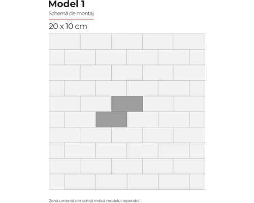 Model de montaj faianță, model 1, format 20 x 10 cm