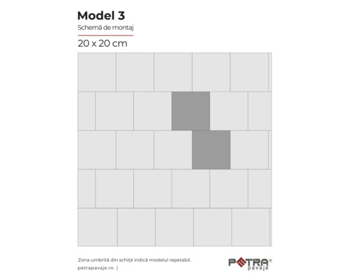Model de montaj Modelul 3 pentru pavaje 20x20 cm