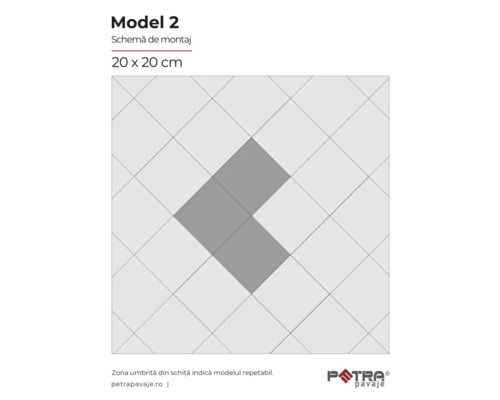 Modelul de montaj 2 pentru pavaj 20 x 20 cm