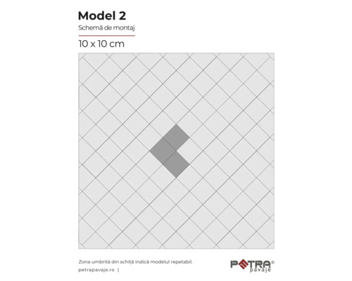 Schema de montaj pentru plăci modelul 2, 10 x 10 cm