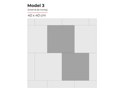 Modelul 3 Schemă de montaj pentru plăci de gresie 40 x 40 cm