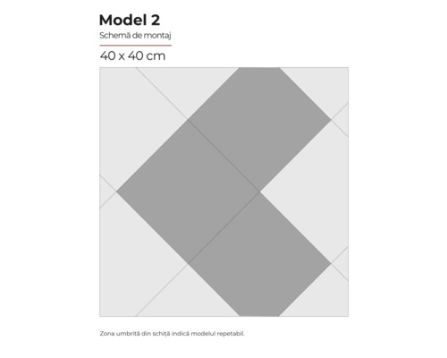 Schema de montaj model 2, dimensiune placă 40 x 40 cm