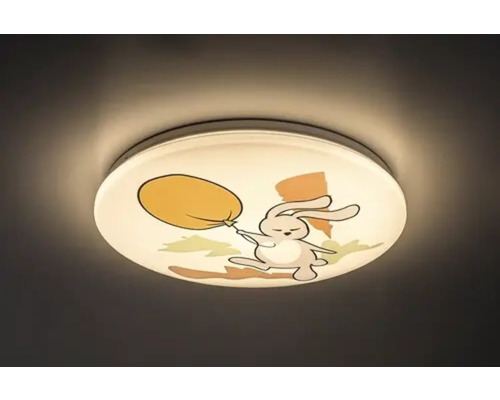 Plafonieră rotundă cu motiv iepure și balon pentru camera copiilor