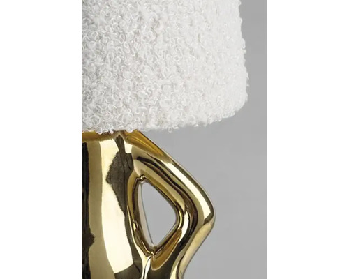 Lampă de masă decorativă cu abajur din pluș teddy și bază aurie