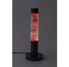 Lampă decorativă cu lavă, cu ceară roșie și bază neagră