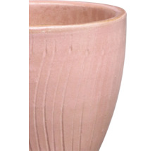 Prim-plan al unui vas de flori ceramic cu suprafață canelată