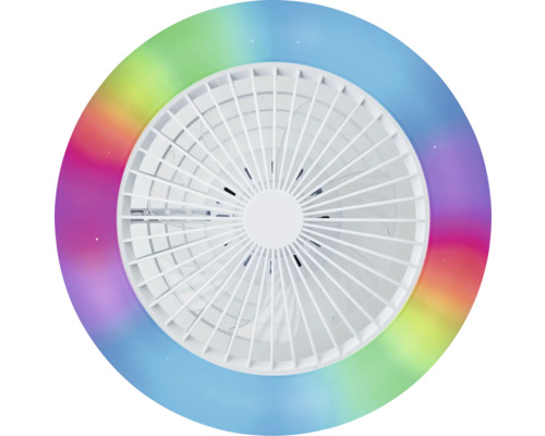 Ventilator de tavan cu inel luminos multicolor