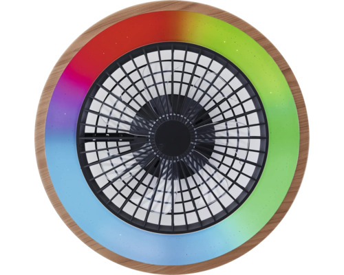 Ventilator de tavan cu iluminare şi cadru din lemn