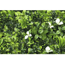 Gard viu artificial cu frunze verzi și flori albe