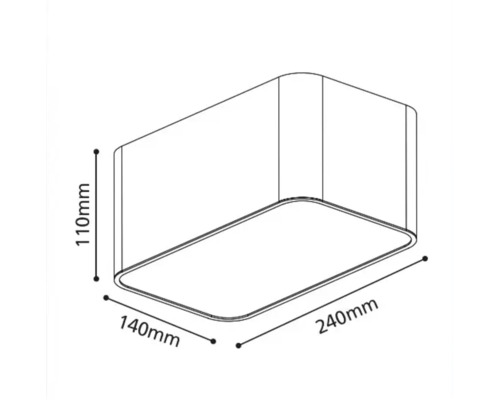 Desen tehnic al unei lămpi de tavan cu dimensiunile de 110 mm, 140 mm și 240 mm.