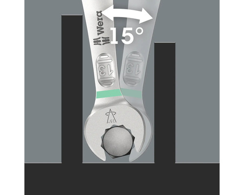 Imagine cu o cheie fixă marca Wera cu un cap de 15 grade