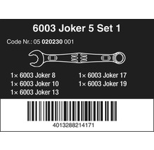 Set chei fixe 6003 Joker cu cod de produs, cod de bare și detalii despre dimensiune.