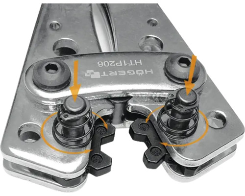 Imagine detaliată a unui clește de sertizat cu arc