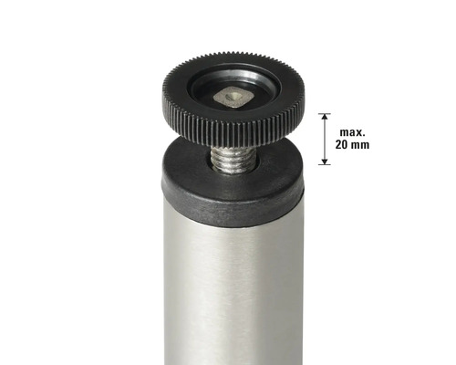 Picior reglabil cu o înălțime maximă de 20 de milimetri pe un picior metalic